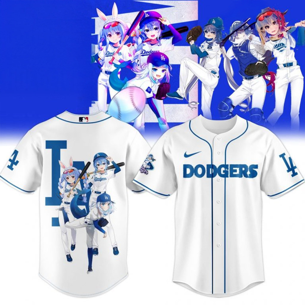 Los Angeles Dodgers MLB x Hololive Night 2025 White Baseball Jersey LA Dodgers Merch-1