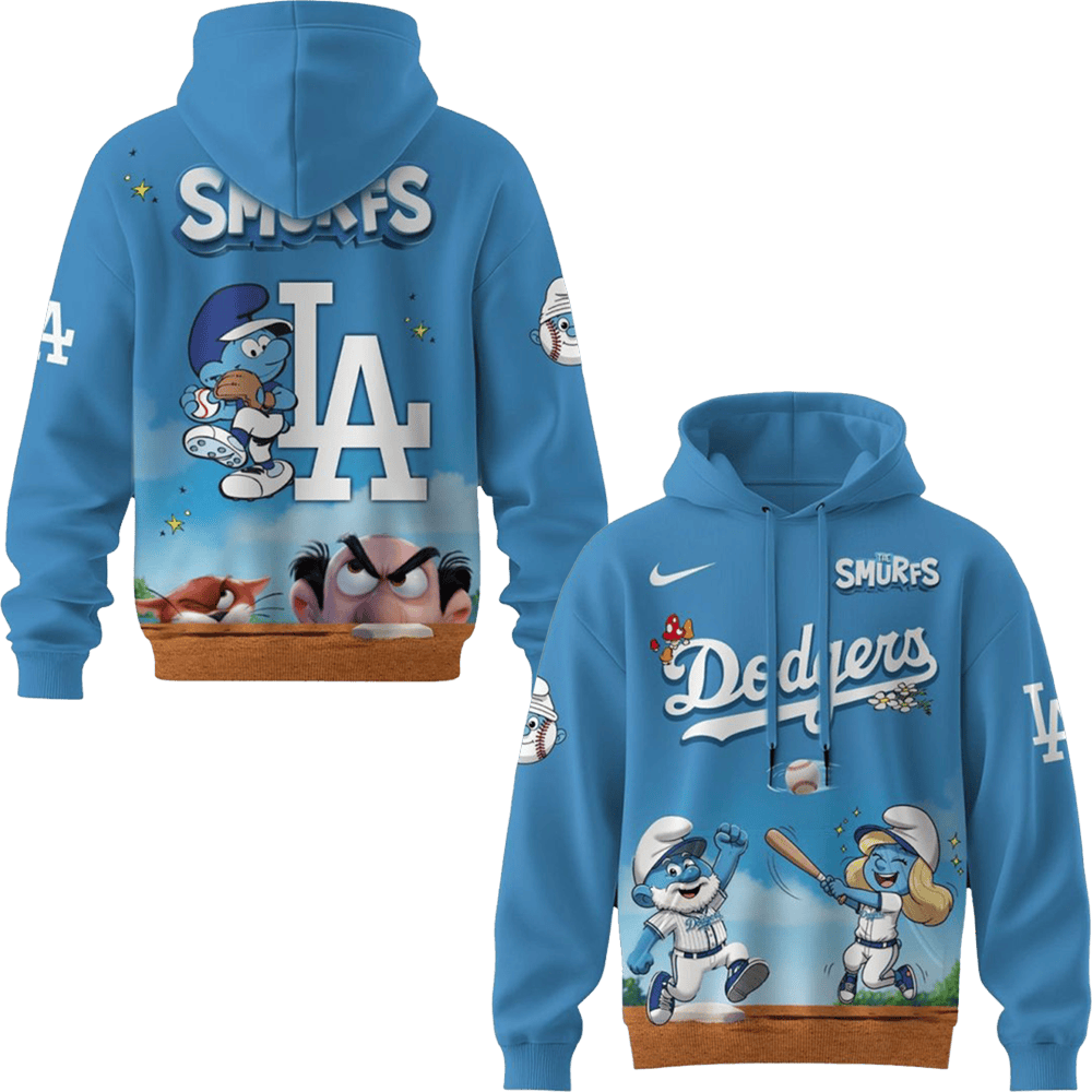 Los Angeles Dodgers MLB x The Smurfs Night Hoodie Los Angeles Dodgers Merch Gift For Husband-1