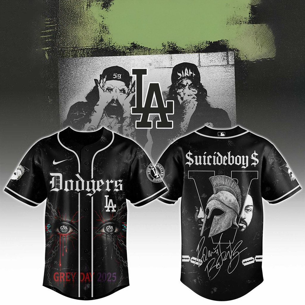 Los Angeles Dodgers Mix Suicideboys Grey Day 2025 Baseball Jersey Dodgers Merch Fans Gifts-1