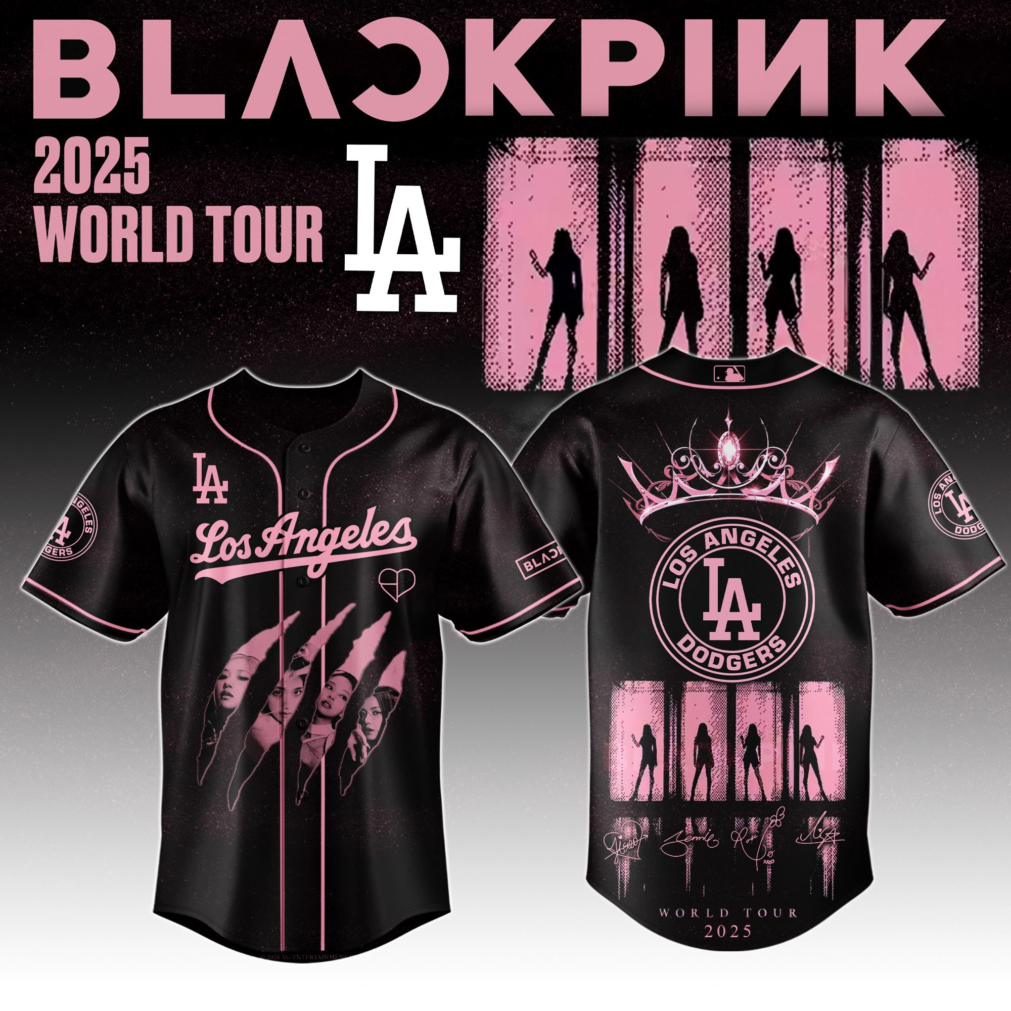 Los Angeles Dodgers Mlb X Black Pink World Tour Baseball Jersey For Fans Dodgers Merch-1