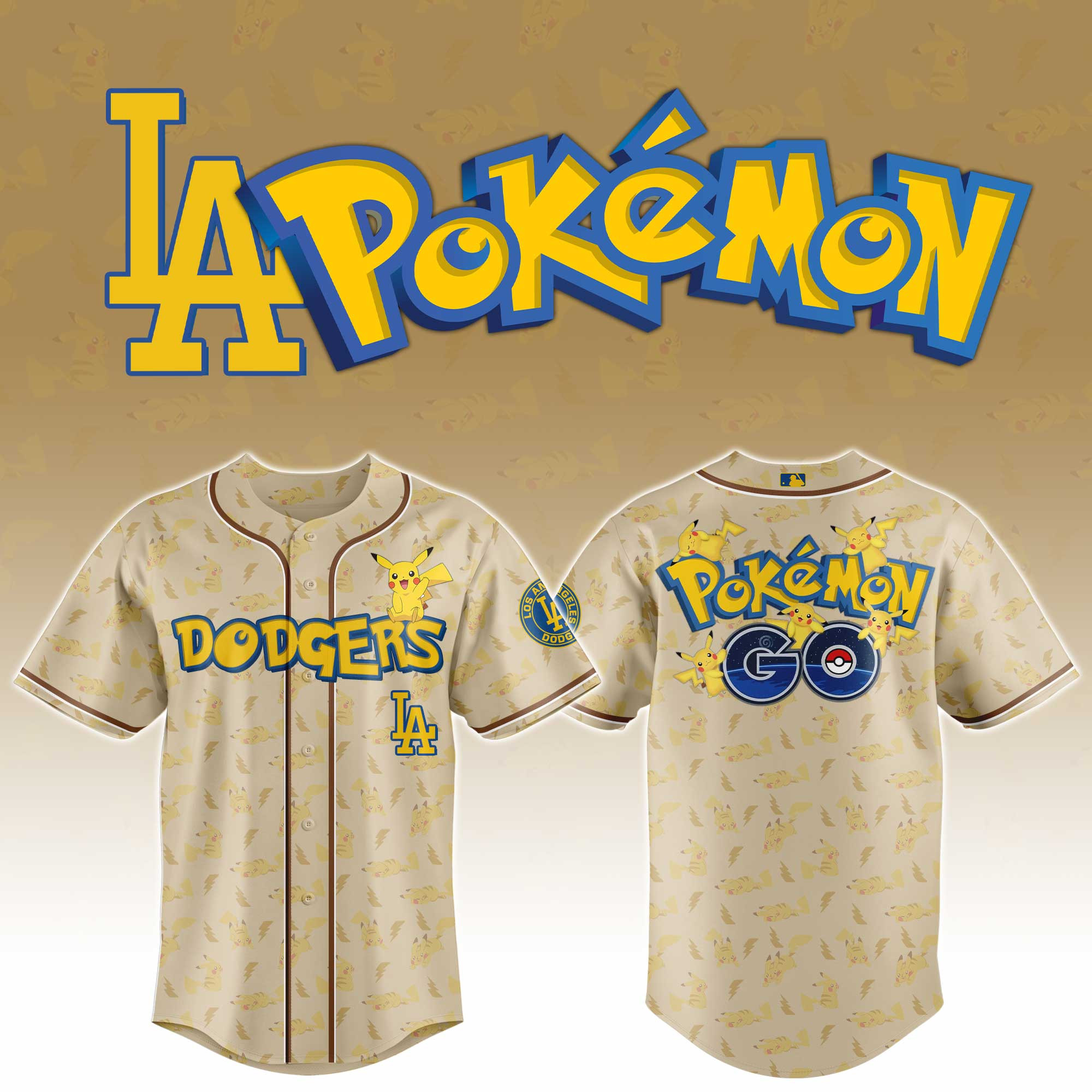 Los Angeles Dodgers Mlb X Pokemon Go Master Baseball Jersey For Fans-1