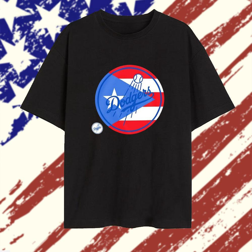 Los Angeles Dodgers Puerto Rican Flag Logo T-Shirt Los Angeles Dodgers Merch Gifts For Him-1