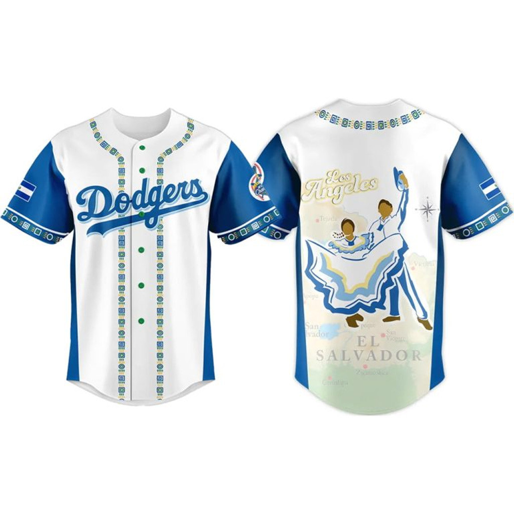 Los Angeles Dodgers Salvadoran Heritage Night 2025 Jersey Dodgers Merch Cool Baseball Gifts-1