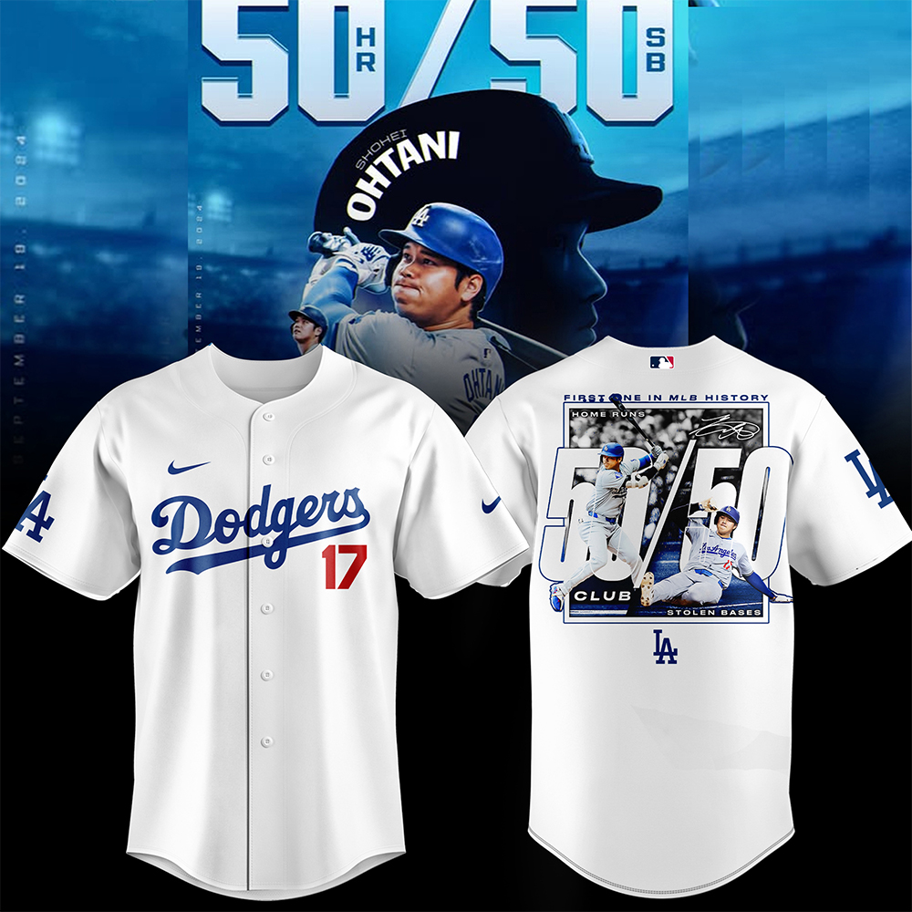 Los Angeles Dodgers Shohei Ohtani 50 50 Club Jersey Seventeen Dodgers Merch Gifts For Him-1