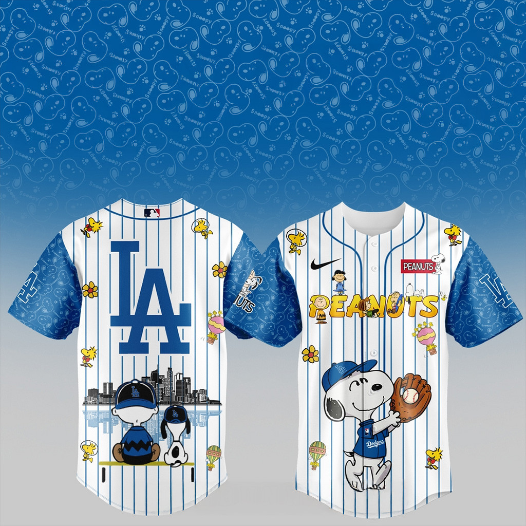 Los Angeles Dodgers Snoopy Cute Baseball Jersey Dodgers Merch Baseball Team Gift Ideas-1