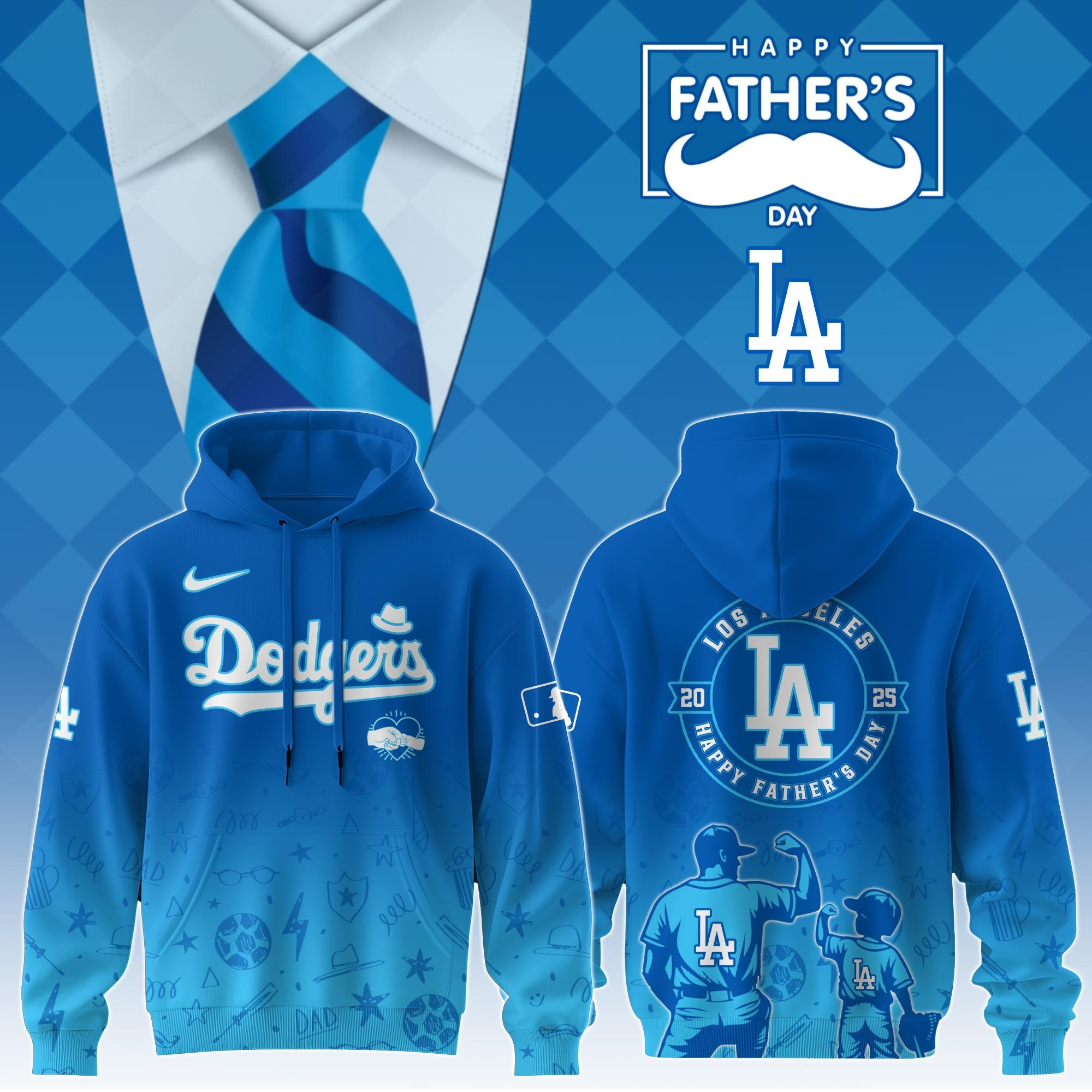 Los Angeles Dodgers Special Fathe's Day 2025 Limited Edition Hoodie Los Angeles Dodgers Merch-1