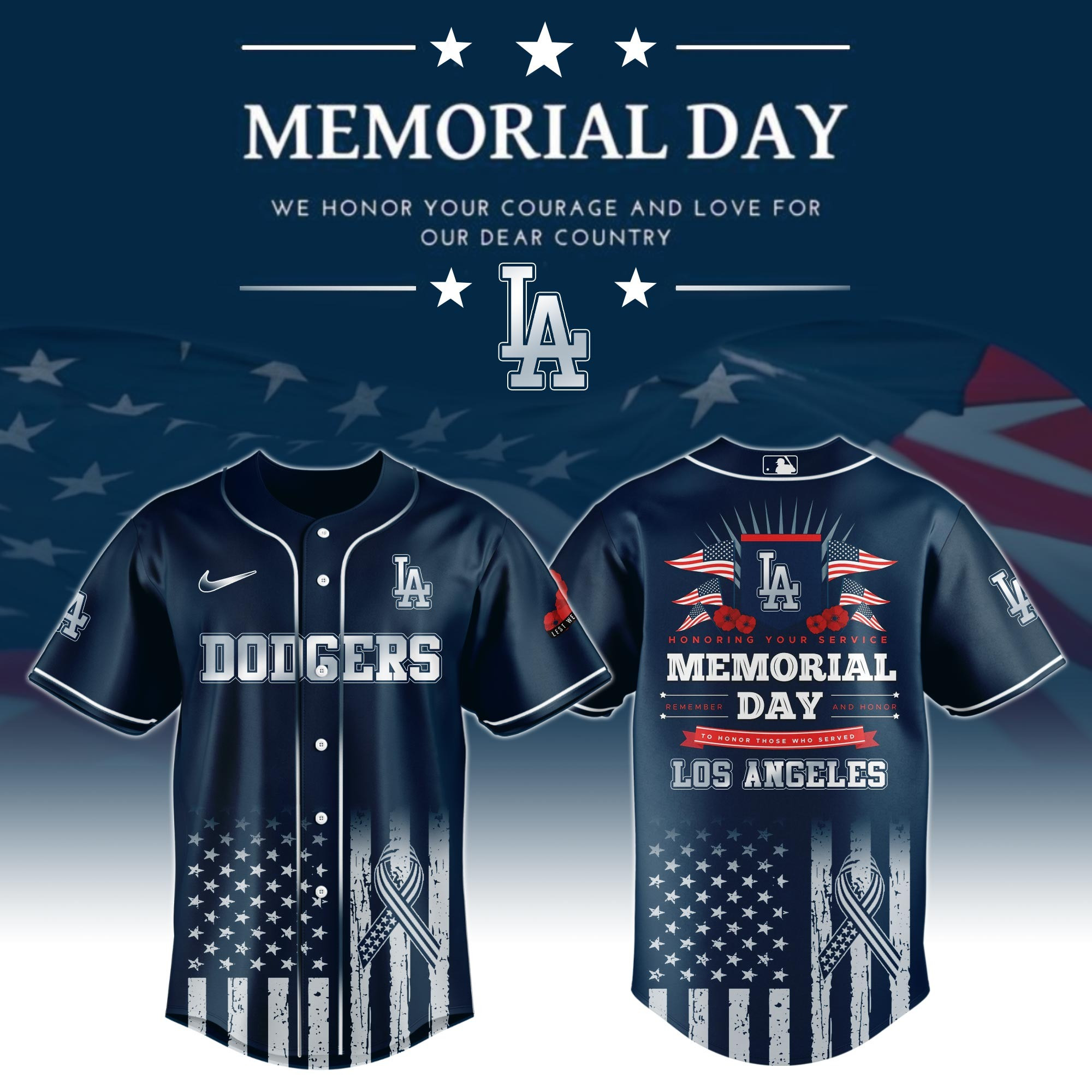 Los Angeles Dodgers Special Memorial Day Limited Edition Jersey Los Angeles Dodgers Merch-1