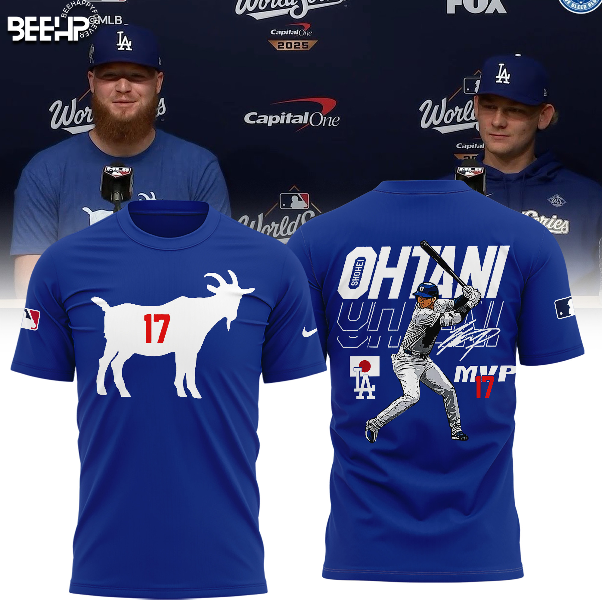 Los Angeles Dodgers T-Shirt The Goat Shohei Ohtani Dodger World Series Merch Baseball Gifts-1