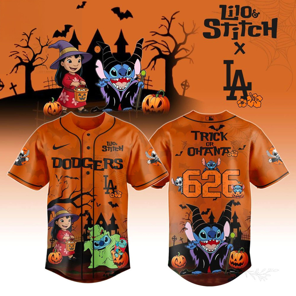 Los Angeles Dodgers X 626 Lilo Stitch Trick Or Treat Jersey Dodgers Merch Halloween Fan Gifts-1