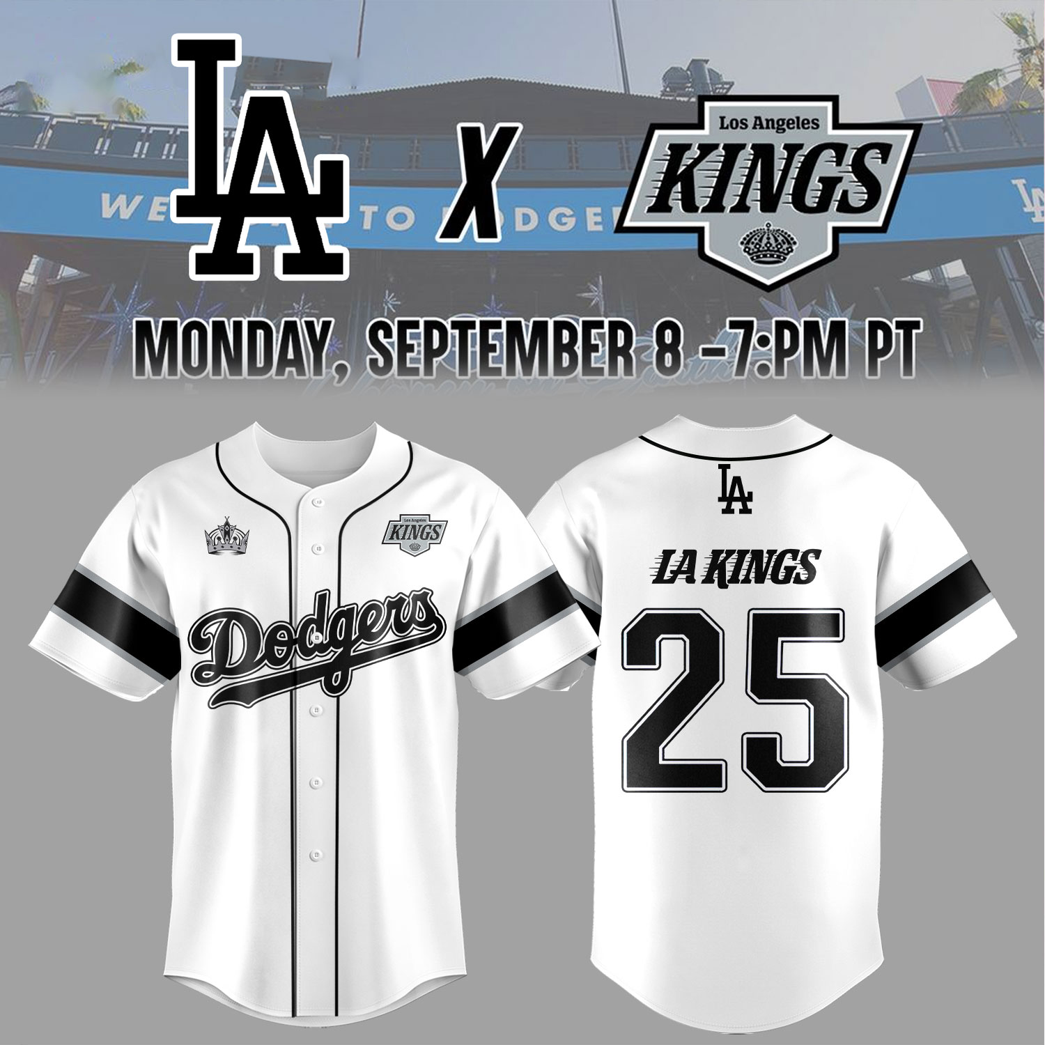 Los Angeles Dodgers X Los Angeles Kings 25 Jersey Dodgers Champions Merch Baseball Gift Ideas-1