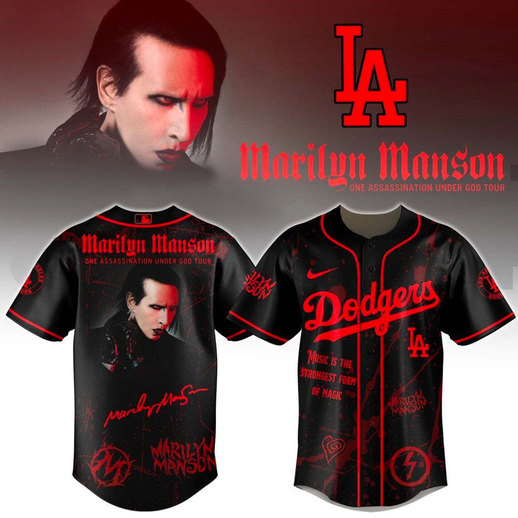 Los Angeles Dodgers X Marilyn Manson One Assassination Under God Tour Jersey Dodgers Merch-1