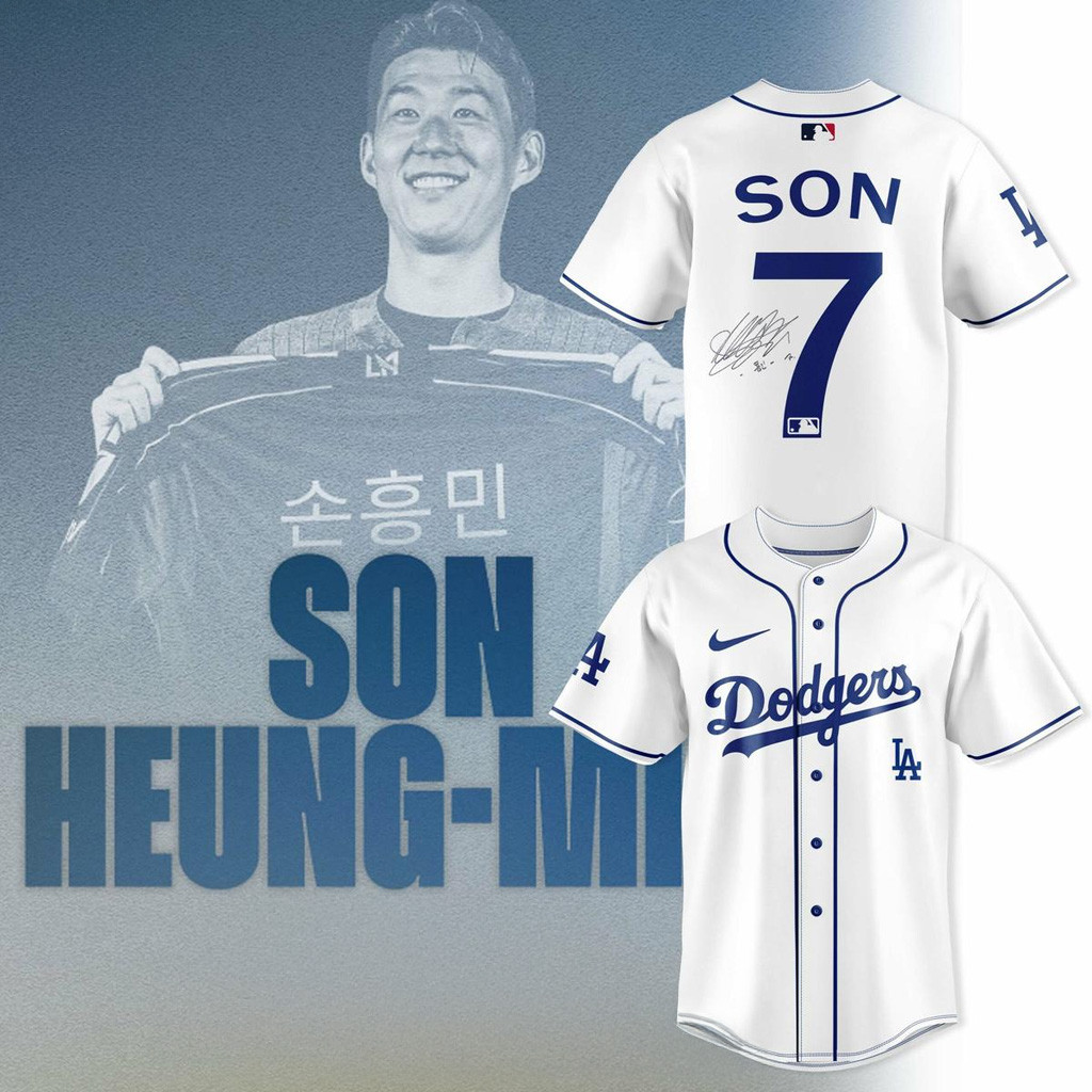 Los Angeles Dodgers X Son Heungmin 7 Jersey Los Angeles Dodgers Merch Gifts For Baseball Fans-1