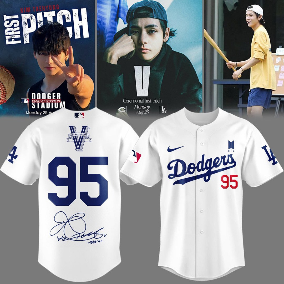 Los Angeles Dodgers X V BTS 95 Jersey Signature Apparel Sport Day Music Lovers Gifts-1