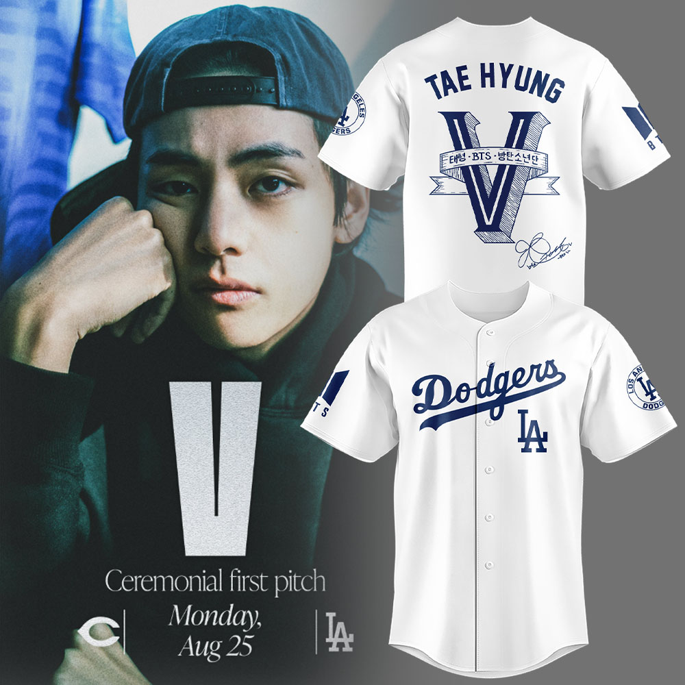 Los Angeles Dodgers X V Bts Jersey Taehyung V Game Day Merch Gifts For Enthusiasts-1