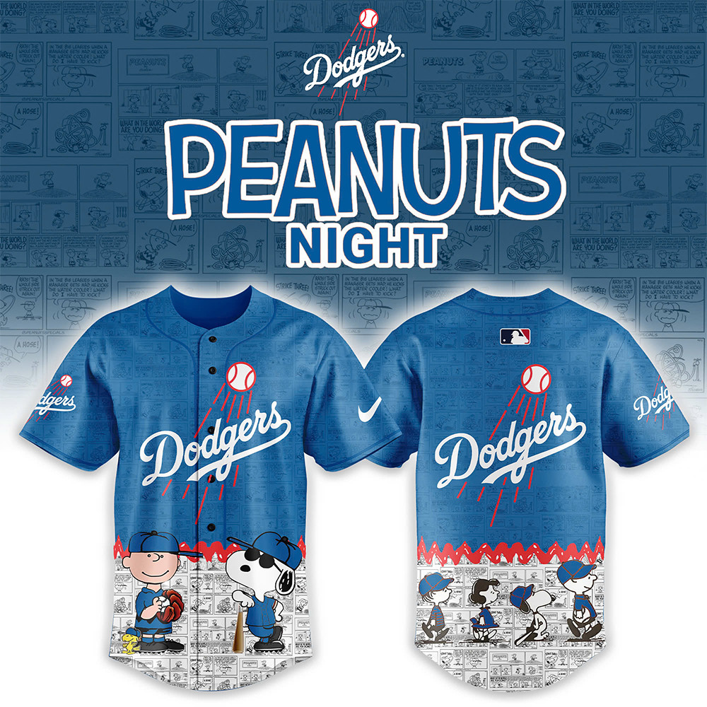 Los Angeles Dodgers x 75th Peanuts Anniversary Baseball Jersey Baseball Enthusiast Gifts-1