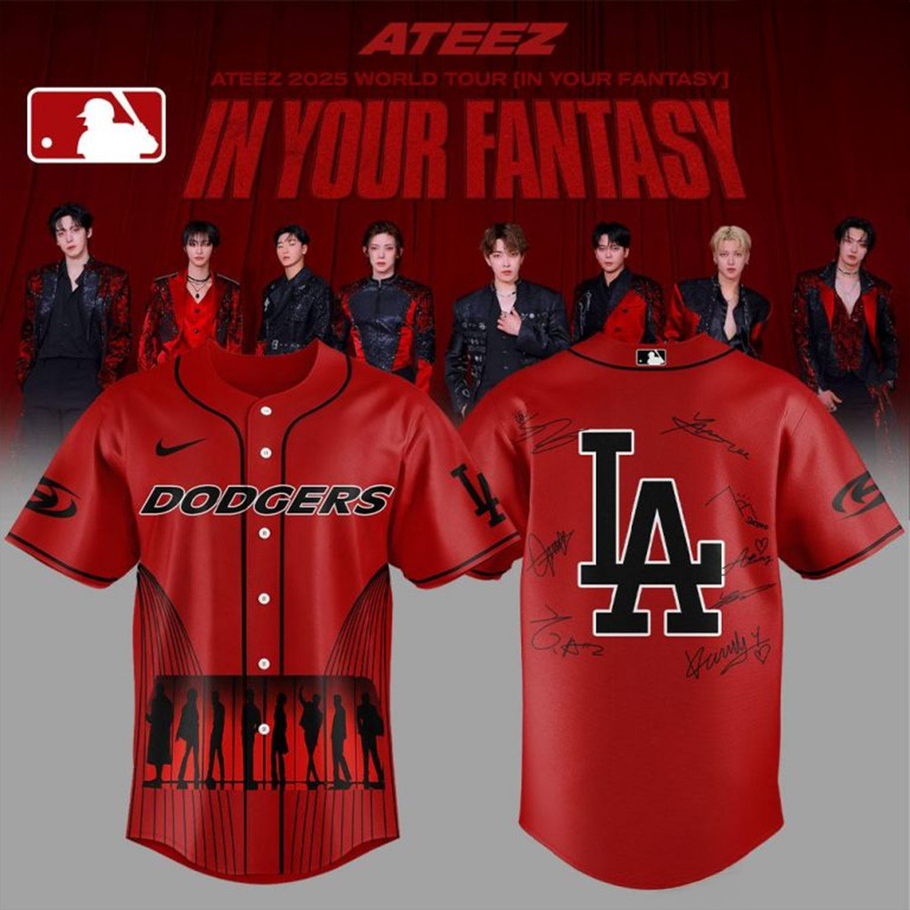 Los Angeles Dodgers x ATEEZ 2025 World Tour Baseball Jersey LA Dodgers Merch Dad Gifts-1