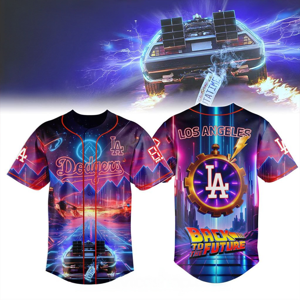 Los Angeles Dodgers x Back To The Future Baseball Jersey LA Dodgers Merch Fans Gifts-1