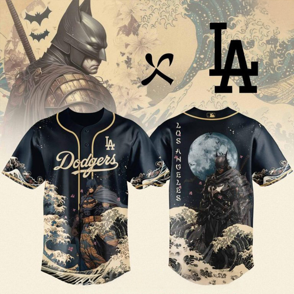 Los Angeles Dodgers x Batman Night Baseball Jersey LA Angels Merch Husband Gifts-1