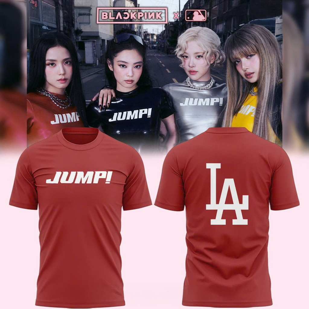 Los Angeles Dodgers x Blackpink Jump For Fans Red Shirt Dodgers Merch Gifts For Friends-1