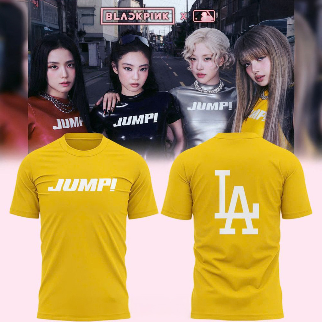 Los Angeles Dodgers x Blackpink Jump For Fans Yellow Shirt Dodgers Merch Gifts For Women's-1