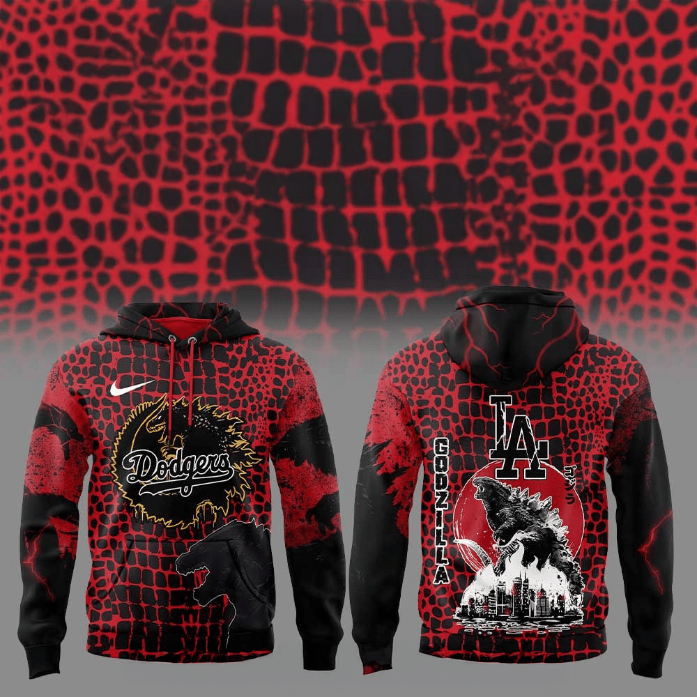 Los Angeles Dodgers x Godzilla 2025 Hoodie Los Angeles Dodgers Merch Top Father's Day Gifts-1