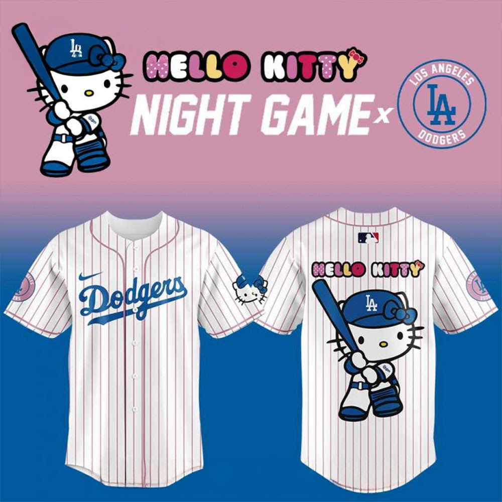 Los Angeles Dodgers x Hello Kitty Night Game Baseball Jersey Cool Mothers Day Gifts-1