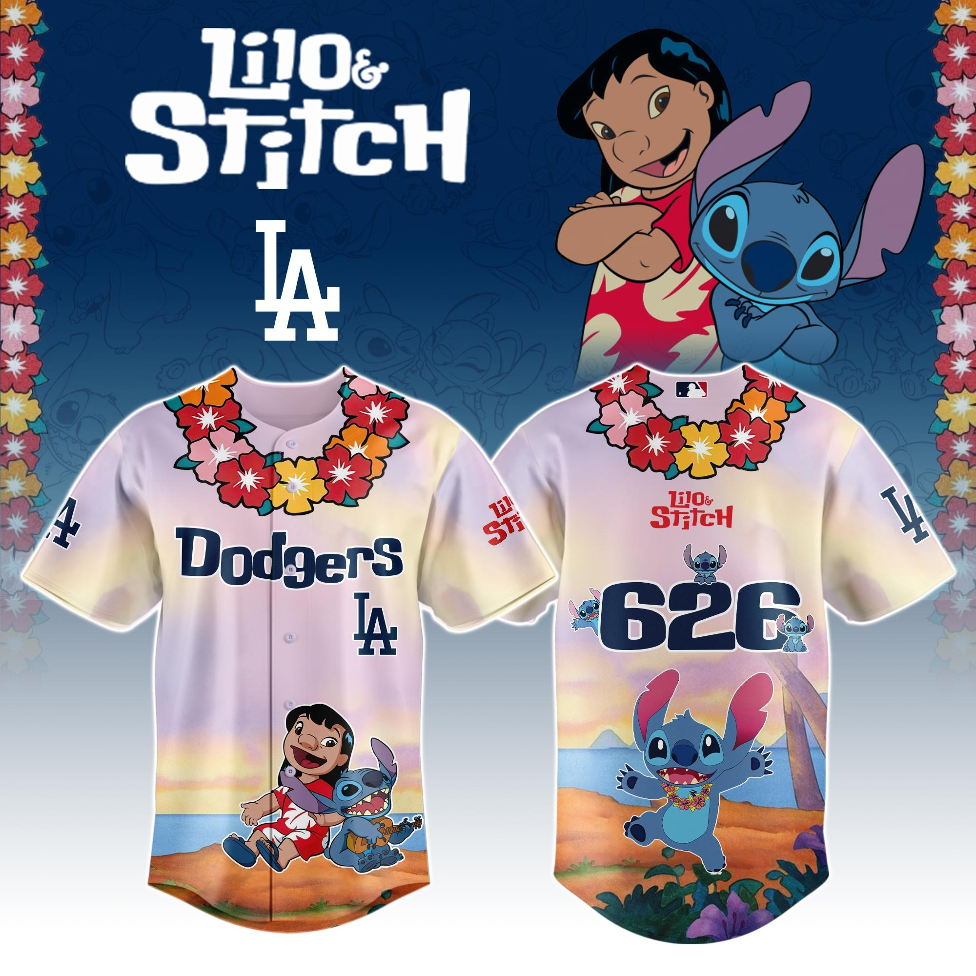 Los Angeles Dodgers x Lilo And Stitch Special Edition Jersey 2025 Los Angeles Dodgers Merch-1