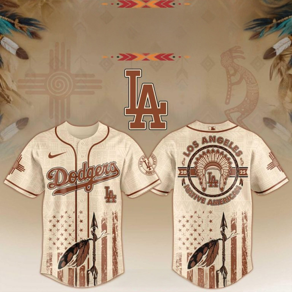 Los Angeles Dodgers x Native American Heritage Month Baseball Jersey LA Angels Merch Fans Gifts-1