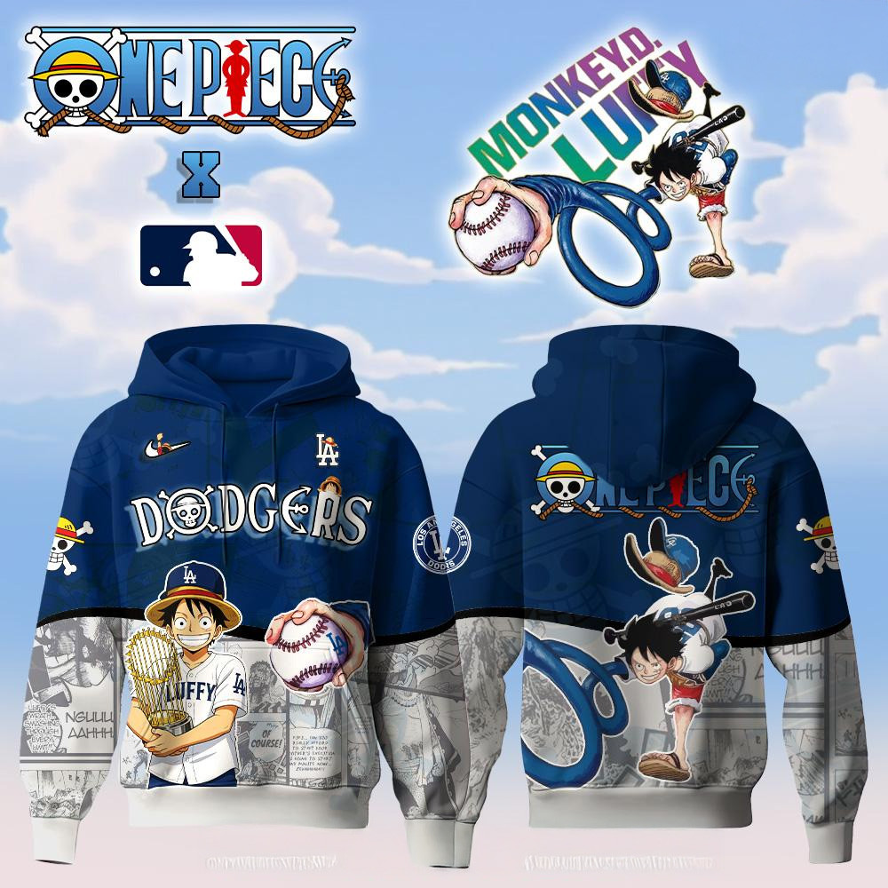 Los Angeles Dodgers x ONE PIECE Monkey D Luffy Special Hoodie Baseball Player Gift Ideas-1