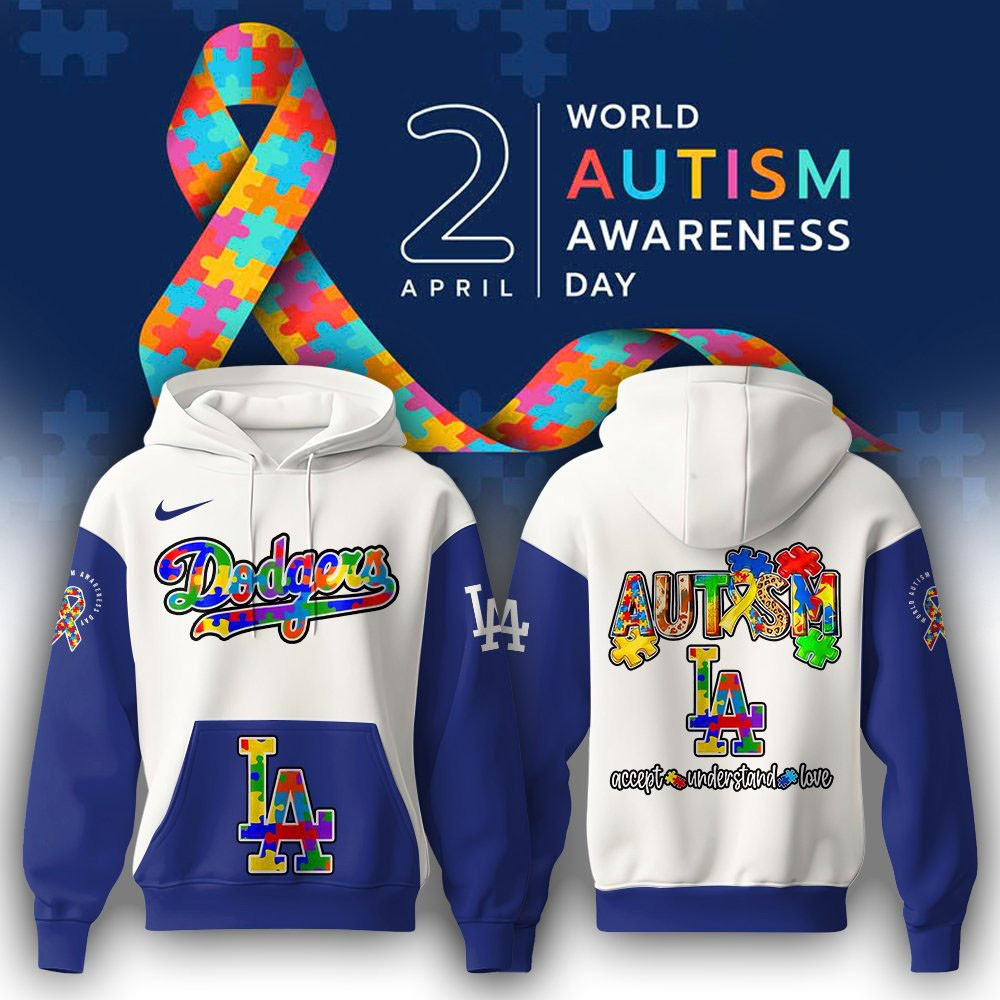 Los Angeles Dodgers x World Autism Awareness Day Special Hoodie Father's Day Gifts For Husband-1