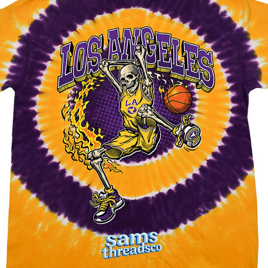 Los Angeles Dunker Basketball Skeleton Tie Dye Shirt Basketball Enthusiast Gifts-1