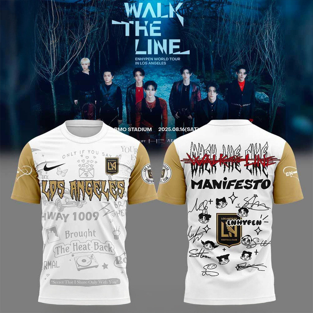 Los Angeles Fc X Enhypen Walk The Line 2025 Signature Tshirt Hoodie-1