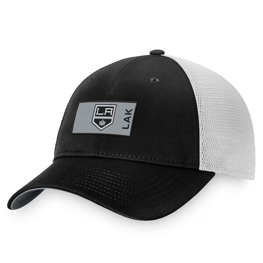 Los Angeles Kings Fanatics Black White Trucker Hat Good Gifts For Hockey Fans-1