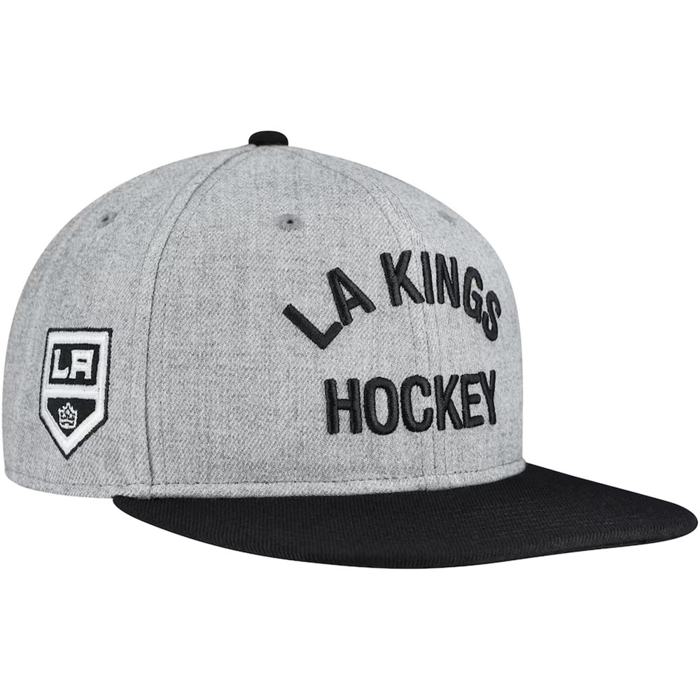 Los Angeles Kings Fanatics Heather Gray Black Strapback Hat Gifts For Hockey Fan-1