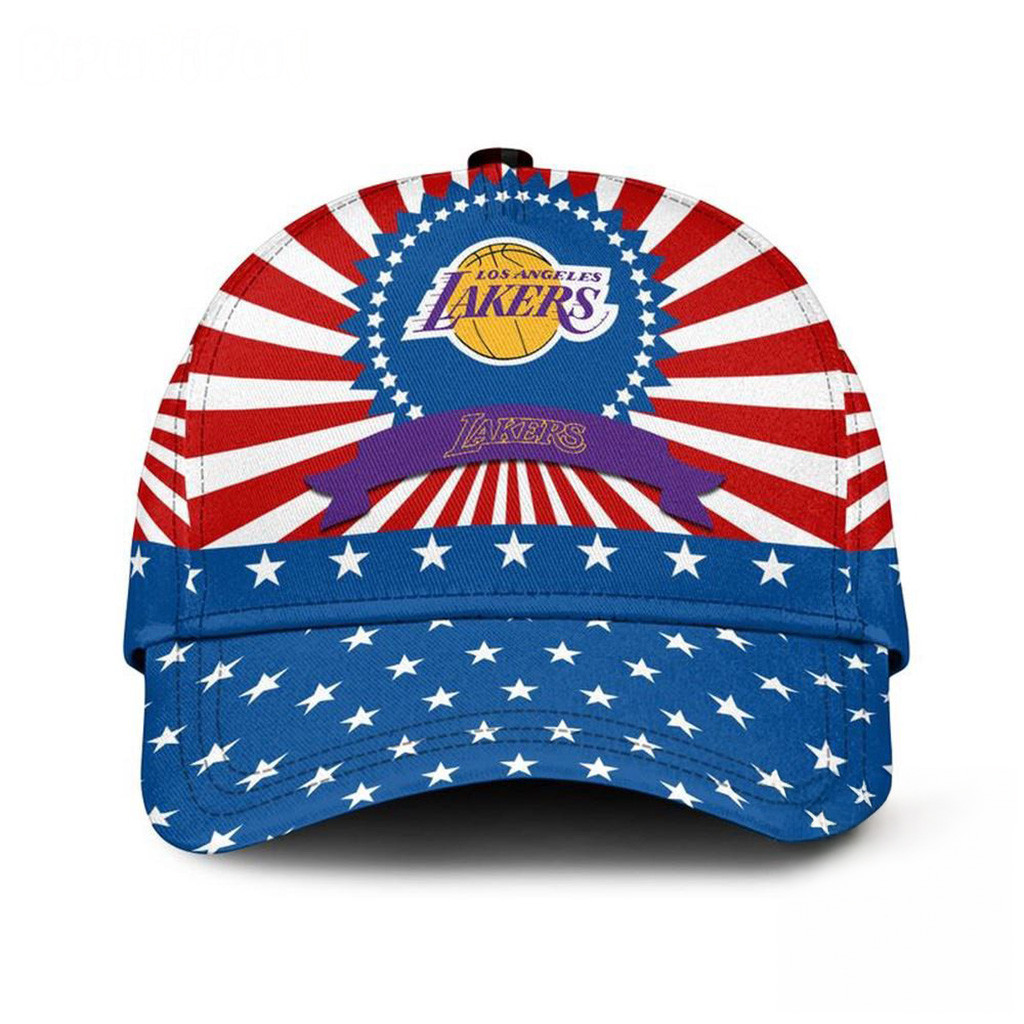 Los Angeles Lakers American Flag Pattern Independence Day Hat LA Lakers Merch Gifts For Fans-1