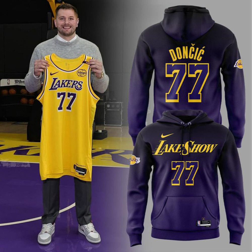 Los Angeles Lakers Show Luka Doncic Purple Black Hoodie Best Gift For A Basketball Fan-1