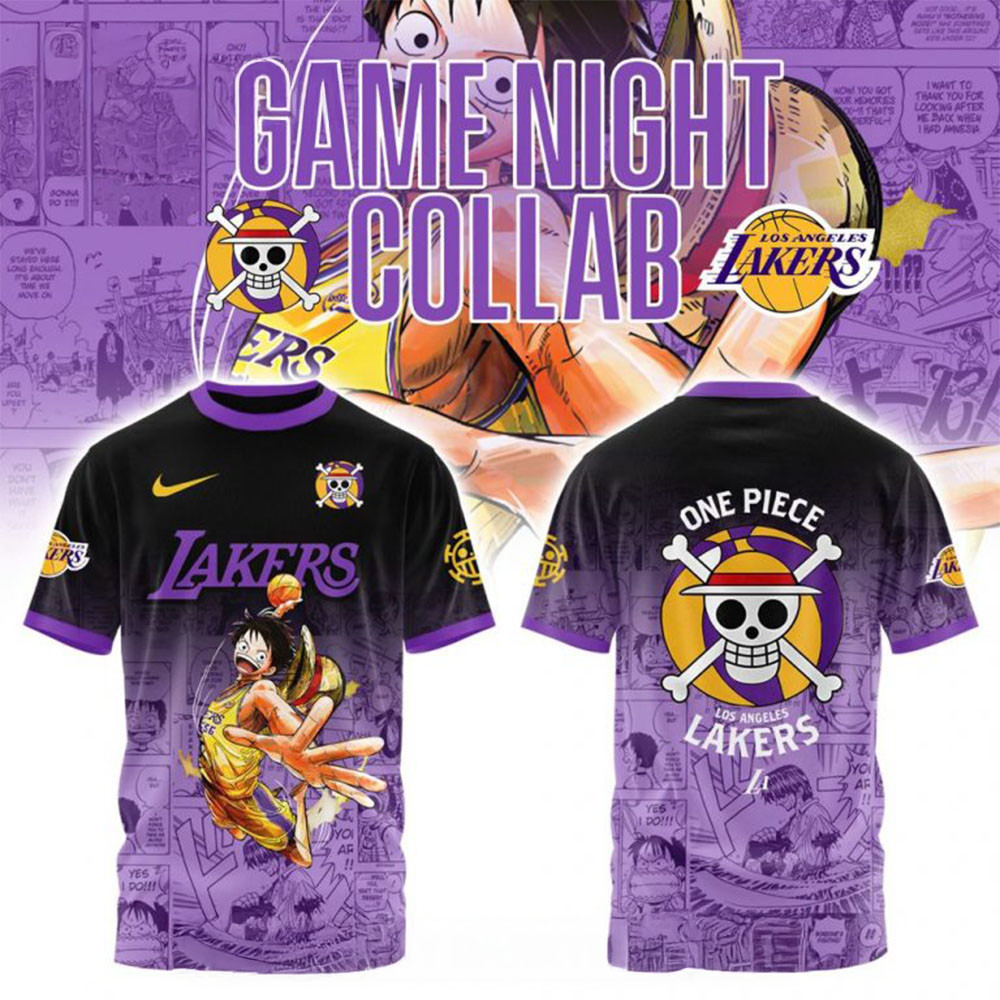 Los Angeles Lakers x One Piece Luffy T-Shirt Dad Fathers Day Gifts-1