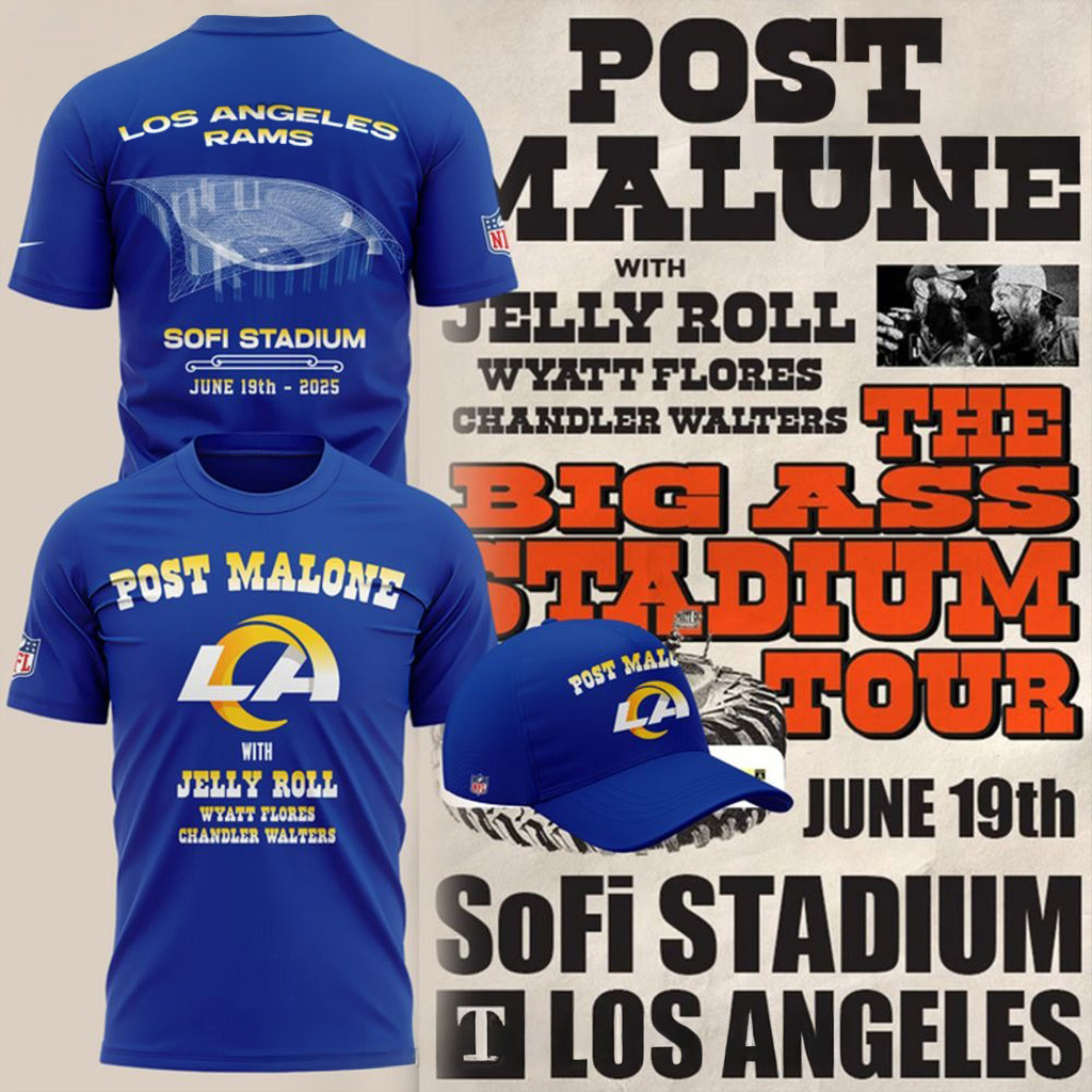 Los Angeles Rams X Post Malone The Big Ass Stadium Tour T-Shirt Rams Merch For Fans-1