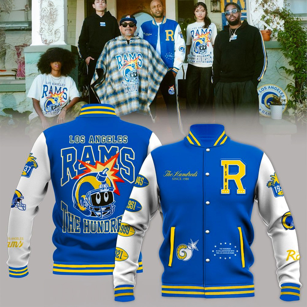 Los Angeles Rams x The Hundreds Baseball Jacket Rams Merch Presents For Football Fans-1