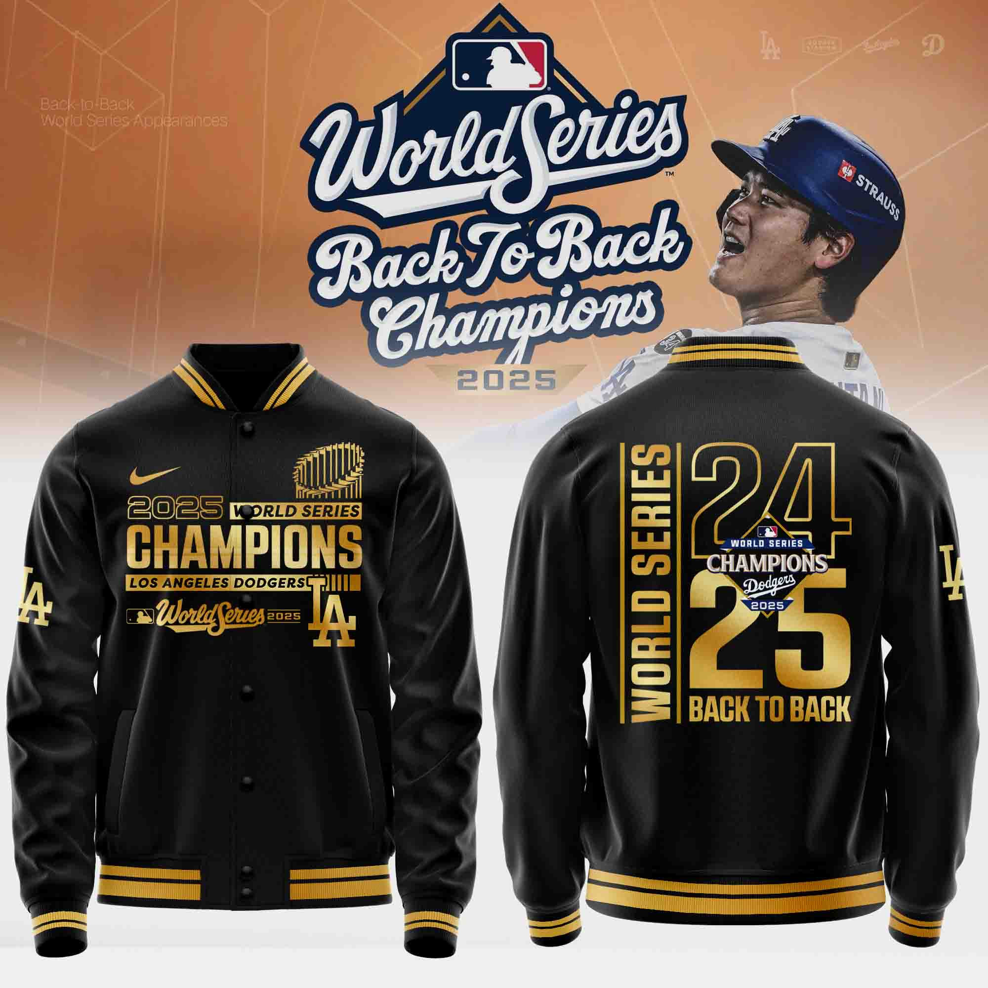 Los Dodgers Dodgers Back To Back Champions Baseball Jacket 2025 Dodgers World Series Merch-1 Los Dodgers Dodgers Back To Back Champions Baseball Jacket 2025 Dodgers World Series Merch-1