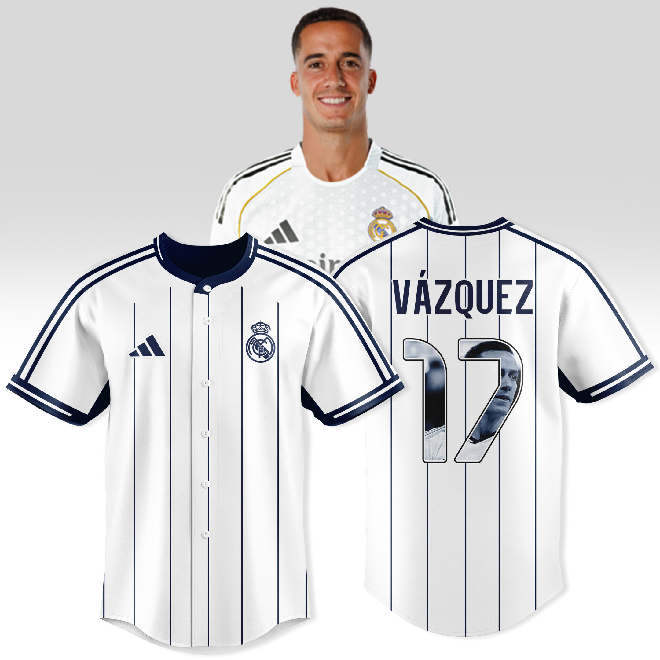Lucas Vazquez Iglesias 17 Real Madrid Personalized Baseball Jersey For Fans-1