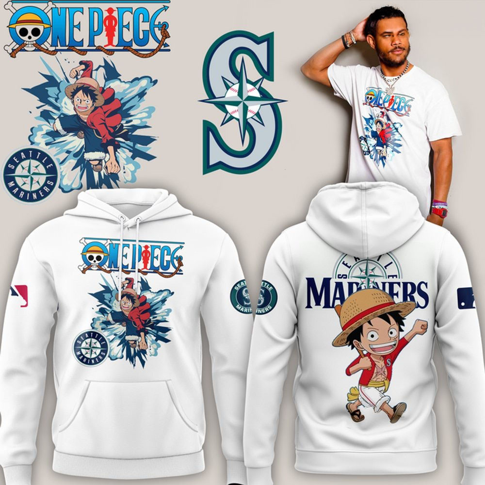 Luffy Straw Hat One Piece x Seattle Mariners Special Hoodie Awesome Father's Day Gifts-1
