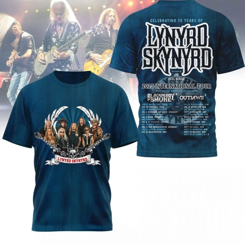 Lynyrd Skynyrd 2025 International Tour T-Shirt Fan Merch Presents For Music Lovers-1