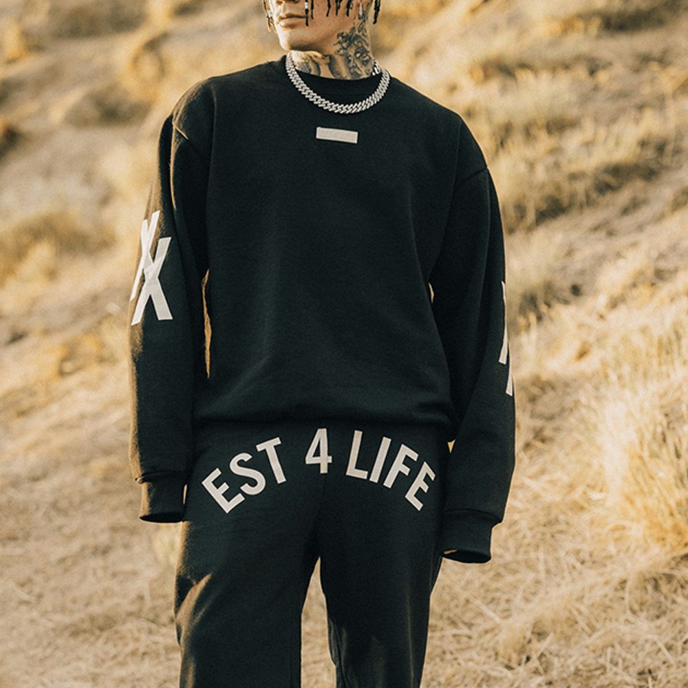 MGK Merch Est 4 Life Wide-Leg Sweatshirt And Sweatpant Sets Machine Gun Kelly Merchandise-1