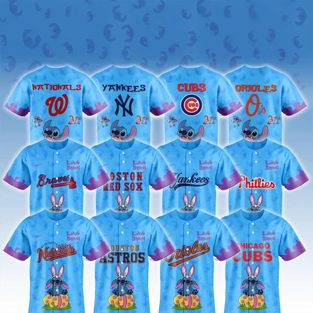 MLB All Team Collab Lilo And Stitch Jersey MLB Merch Gifts For Baseball Lovers-1