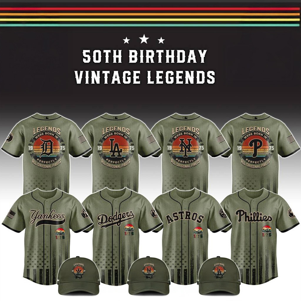 MLB All Teams x 50th Birthday Vintage Legends Special Camo Baseball Jersey MLB Merch-1