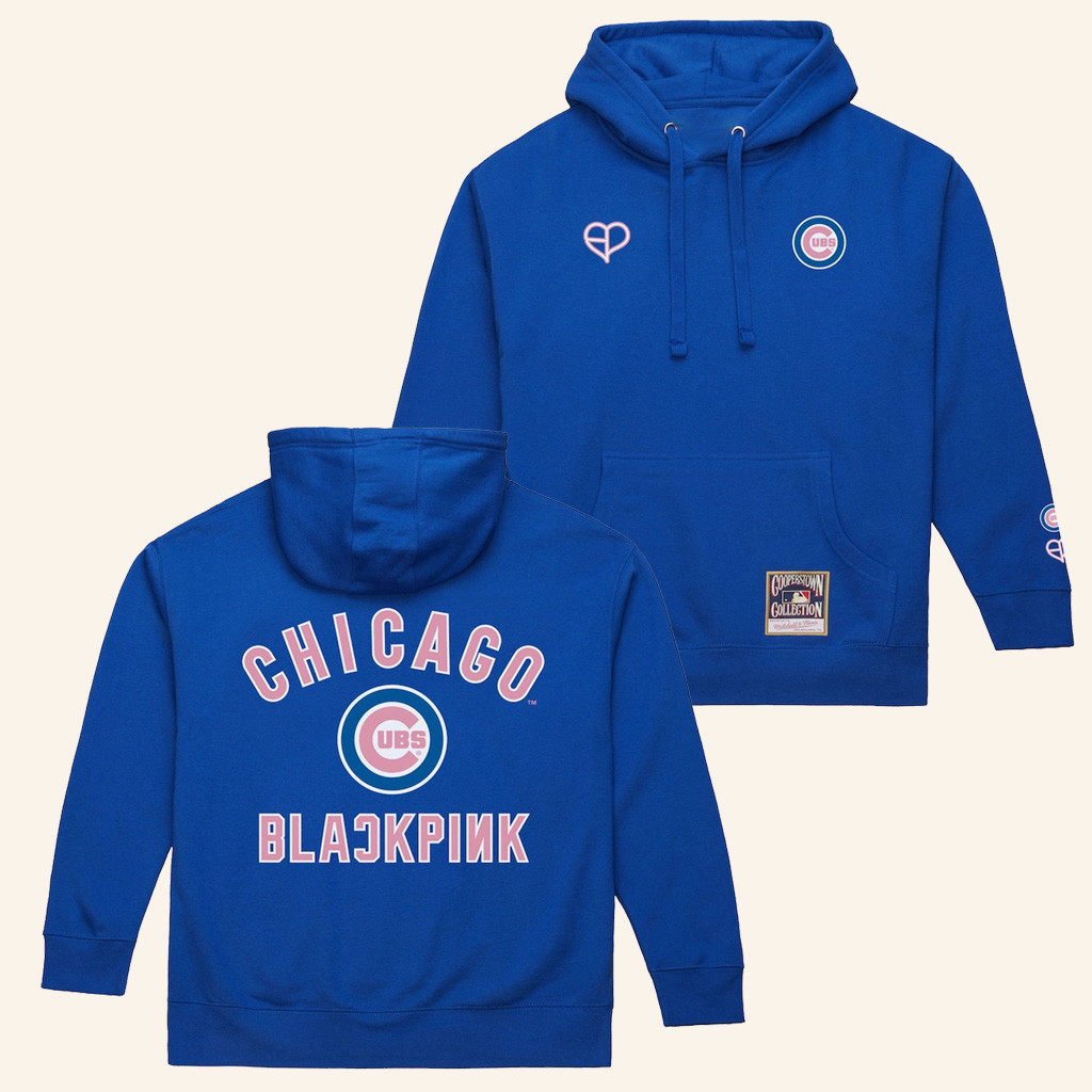 MLB Black Pink Merch Chicago Cubs Mitchell And Ness x BLACKPINK Royal Hoodie Gift For Fans-1