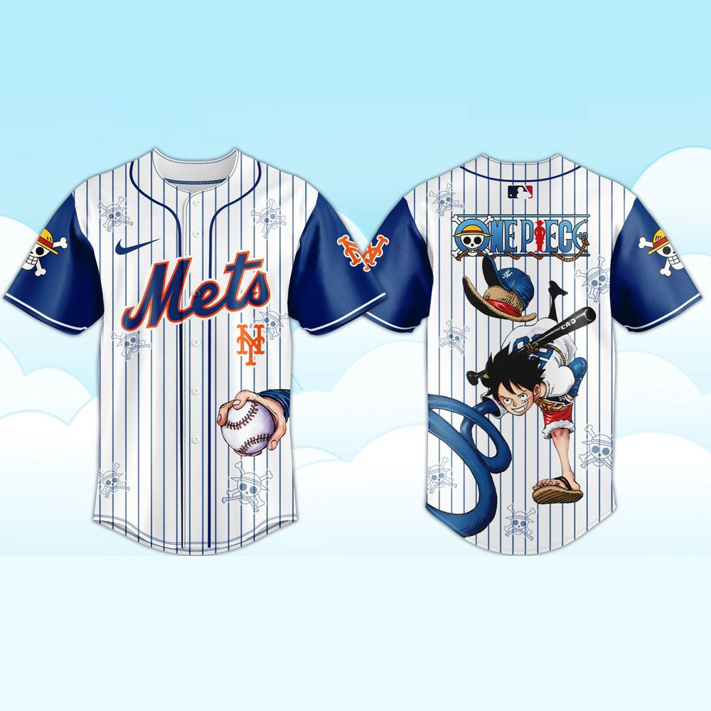 MLB New York Mets x One Piece Limited Baseball Jersey 2025 New York Mets Merch Gifts For Fans-1