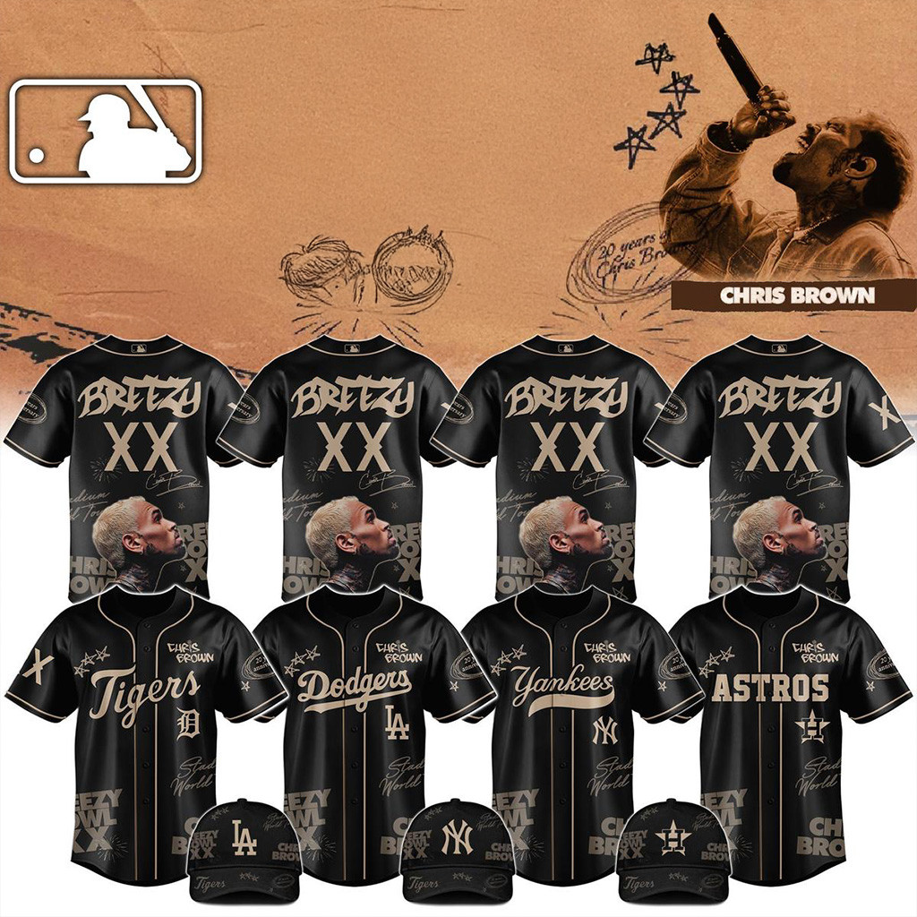 MLB X Chris Brown Breezy Bowl 20xx Tour 2025 Black Jersey MLB Merch Gifts For Fans-1