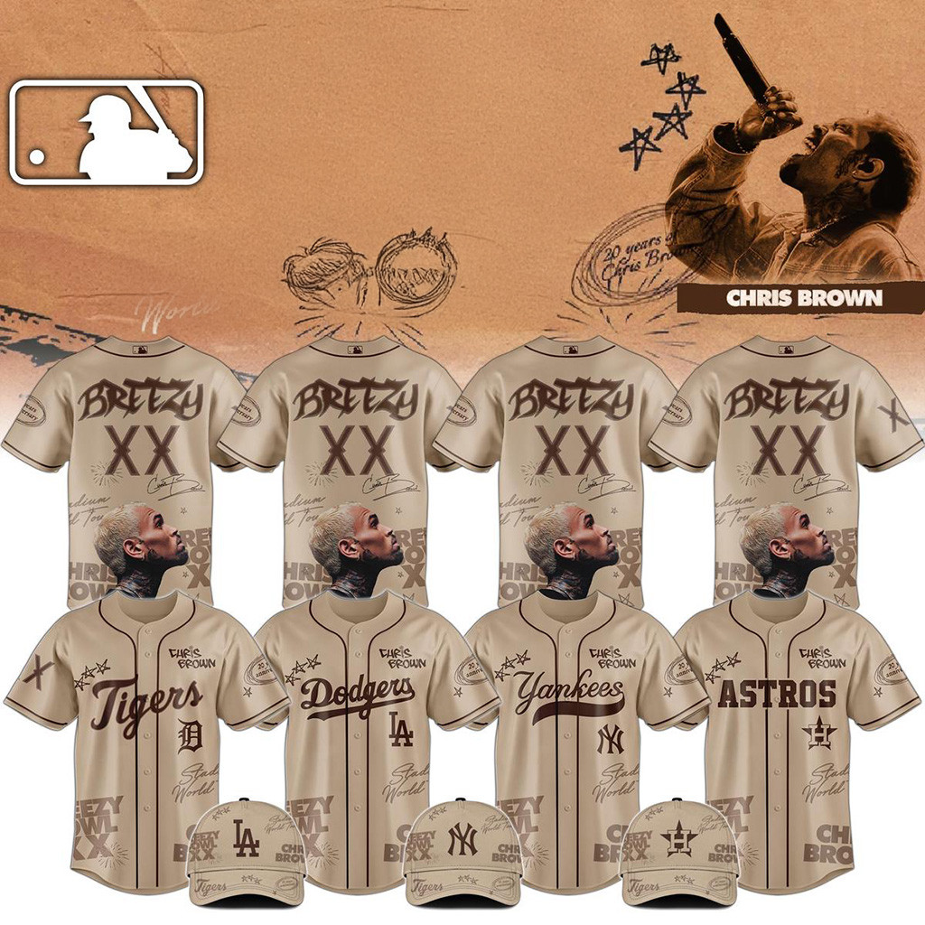 MLB X Chris Brown Breezy Bowl 20xx Tour 2025 Brown Jersey MLB Merch Gifts For Dad-1